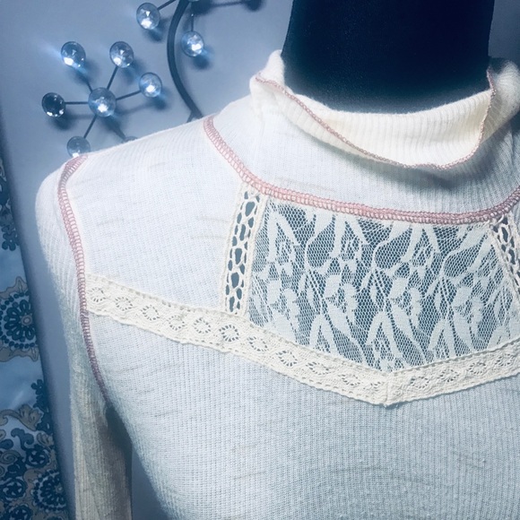 FREE PEOPLE Lace Turtleneck Long Sleeve Dress - Picture 7 of 8